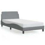 vidaXL Rám postele Dover bledosivý 100x190 cm látka – Obrázok 2