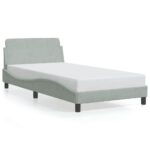 vidaXL Rám postele Dover bledosivý 100x190 cm zamat – Obrázok 2