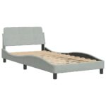 vidaXL Rám postele Dover bledosivý 100x190 cm zamat – Obrázok 3