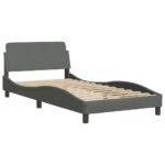 vidaXL Rám postele Dover tmavosivý 100x203 cm látka – Obrázok 3