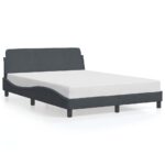 vidaXL Rám postele Dover tmavosivý 137x190 cm zamat – Obrázok 2