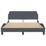 vidaXL Rám postele Dover tmavosivý 137x190 cm zamat – Obrázok 4