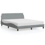 vidaXL Rám postele Dover bledosivý 152x203 cm látka – Obrázok 2