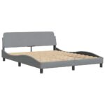 vidaXL Rám postele Dover bledosivý 152x203 cm látka – Obrázok 3