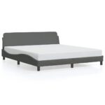 vidaXL Rám postele Dover tmavosivý 152x203 cm látka – Obrázok 2