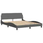 vidaXL Rám postele Dover tmavosivý 152x203 cm látka – Obrázok 3
