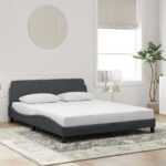 vidaXL Rám postele Dover tmavosivý 152x203 cm zamat