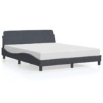vidaXL Rám postele Dover tmavosivý 152x203 cm zamat – Obrázok 2