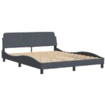 vidaXL Rám postele Dover tmavosivý 152x203 cm zamat – Obrázok 3