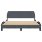 vidaXL Rám postele Dover tmavosivý 152x203 cm zamat – Obrázok 4