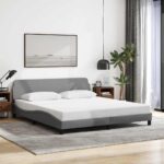 vidaXL Rám postele Dover bledosivý 183x213 cm látka