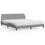 vidaXL Rám postele Dover bledosivý 183x213 cm látka – Obrázok 2