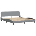 vidaXL Rám postele Dover bledosivý 183x213 cm látka – Obrázok 3