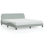 vidaXL Rám postele Dover bledosivý 183x213 cm zamat – Obrázok 2