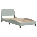 vidaXL Rám postele Dover svetlosivý 90x190 cm zamatový – Obrázok 3