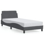 vidaXL Rám postele „Dover“ tmavosivý 90x190 cm zamatový – Obrázok 2