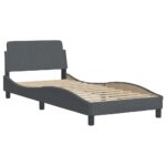 vidaXL Rám postele „Dover“ tmavosivý 90x190 cm zamatový – Obrázok 3