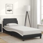 vidaXL Rám postele Dover čiernobiely 90x190 cm umelá koža