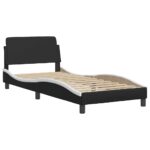 vidaXL Rám postele Dover čiernobiely 90x190 cm umelá koža – Obrázok 3