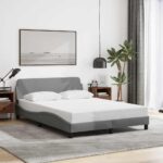 vidaXL Rám postele Dover svetlosivý 135x190 cm látkový
