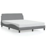vidaXL Rám postele Dover svetlosivý 135x190 cm látkový – Obrázok 2