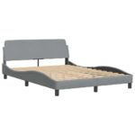 vidaXL Rám postele Dover svetlosivý 135x190 cm látkový – Obrázok 3