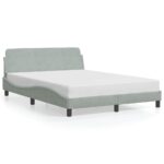 vidaXL Rám postele Dover svetlosivý 135x190 cm zamatový