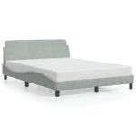 vidaXL Rám postele Dover svetlosivý 135x190 cm zamatový – Obrázok 2