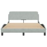 vidaXL Rám postele Dover svetlosivý 135x190 cm zamatový – Obrázok 4