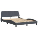 vidaXL Rám postele „Dover“ tmavosivý 135x190 cm zamatový – Obrázok 3