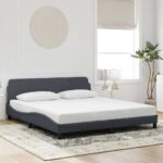 vidaXL Rám postele Dover tmavosivý 180x200 cm zamatový