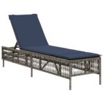 vidaXL Záhradné ležadlo s vankúšom, sivé, polyratan – Obrázok 2