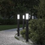 vidaXL Stĺpikové svetlá so zásuvkou 3 ks 80 cm nehrdzavejúca oceľ IP44