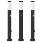 vidaXL Stĺpikové svetlá so senzorom a zásuvkou 3 ks 80 cm nehrdzavejúca oceľ IP44 – Obrázok 2