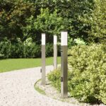 vidaXL Stĺpikové svetlá so senzorom a zásuvkou 3 ks 80 cm nehrdzavejúca oceľ IP44 – Obrázok 3