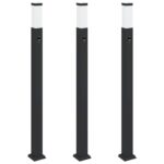 vidaXL Stĺpikové svetlá so senzorom 3 ks 110 cm čierne IP44 – Obrázok 2