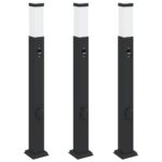 vidaXL Stĺpikové svetlá so senzorom a zásuvkou 3 ks 80 cm čierne IP44 – Obrázok 2