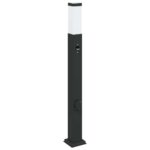 vidaXL Stĺpikové svetlá so senzorom a zásuvkou 3 ks 80 cm čierne IP44 – Obrázok 4