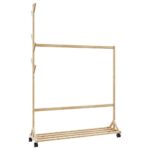 vidaXL Vešiak na oblečenie s háčikmi a kolieskami 100x35x157 cm bambusový