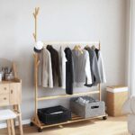 vidaXL Vešiak na oblečenie s háčikmi a kolieskami 100x35x157 cm bambusový – Obrázok 3