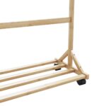 vidaXL Vešiak na oblečenie s háčikmi a kolieskami 100x35x157 cm bambusový – Obrázok 8