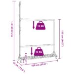 vidaXL Vešiak na oblečenie s háčikmi a kolieskami 100x35x157 cm bambusový – Obrázok 9