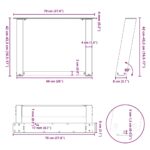 vidaXL Nohy konferenčného stolíka v tvare U, 2 ks, prírodná oceľ, 70 x (42-43) cm, oceľ – Obrázok 10