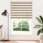 vidaXL Zebrová roleta pieskovo hnedá 140x230 cm šírka látky 135,9 cm polyester – Obrázok 2