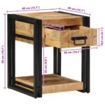 vidaXL Nočný stolík 40x40x50 cm masívne surové drevo mango – Obrázok 11