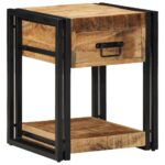 vidaXL Nočný stolík 40x40x50 cm masívne surové drevo mango – Obrázok 12