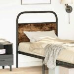 vidaXL Náhradné čelo postele, dymový dub, 75 cm, oceľ a umelé drevo – Obrázok 2