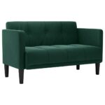 vidaXL Dvojpohovka tmavozelená 111 cm zamatová – Obrázok 2