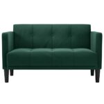 vidaXL Dvojpohovka tmavozelená 111 cm zamatová – Obrázok 3