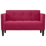 vidaXL Dvojpohovka, vínovo červená, 111 cm, zamat – Obrázok 3